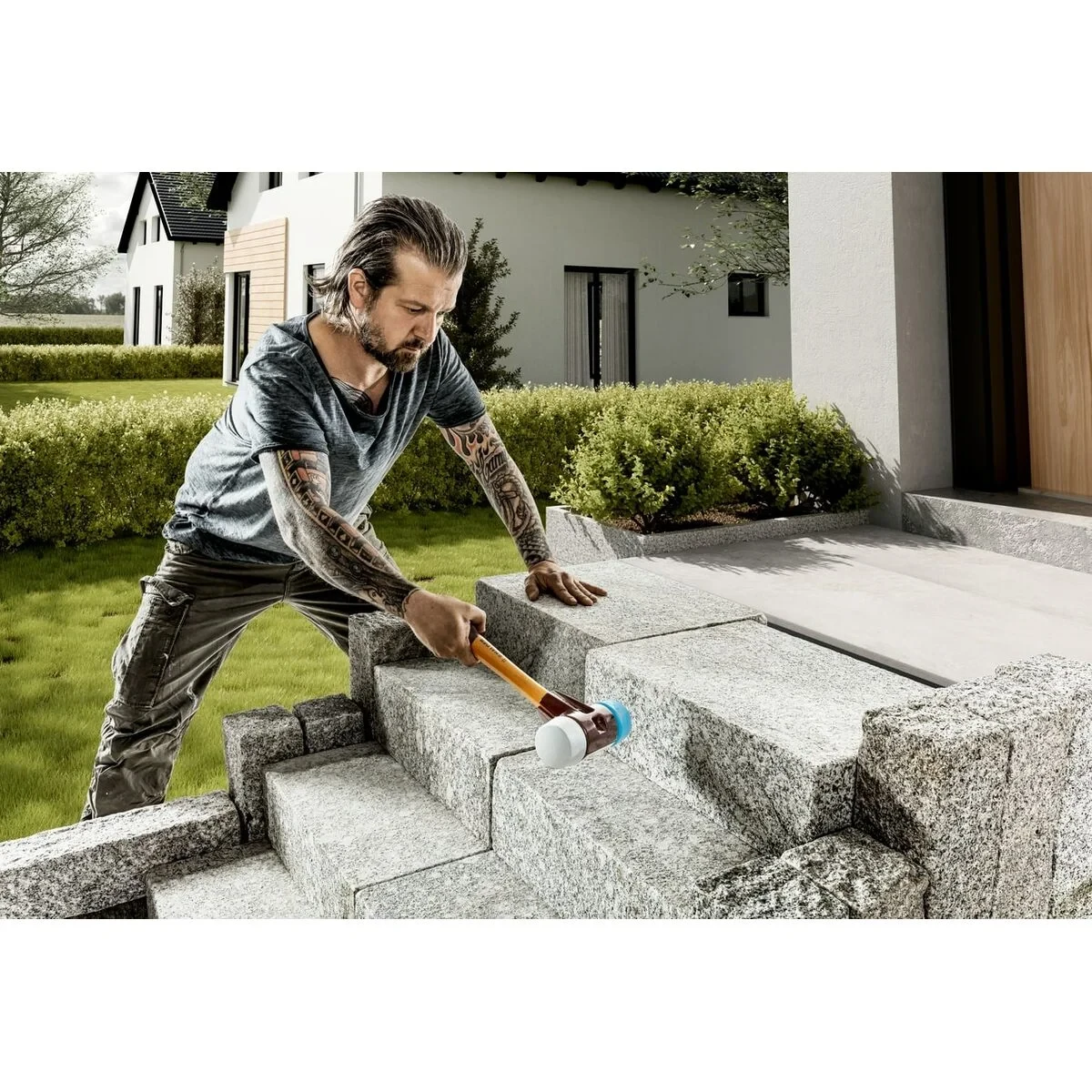 Maza de plástico Halder Simplex Azul Gris TPE