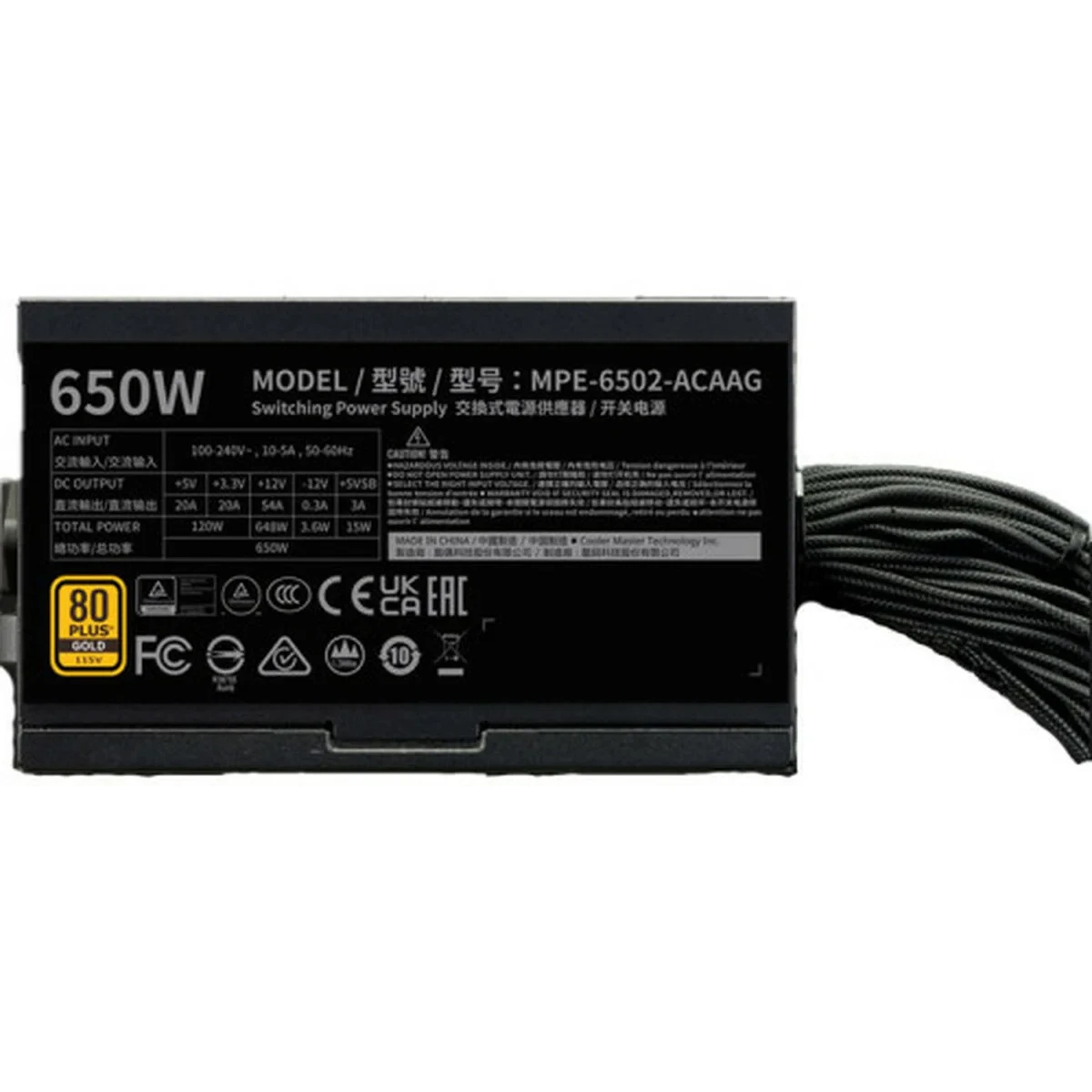 Fuente de Alimentación Cooler Master MWE Gold 650 V3 650 W 80 Plus Gold