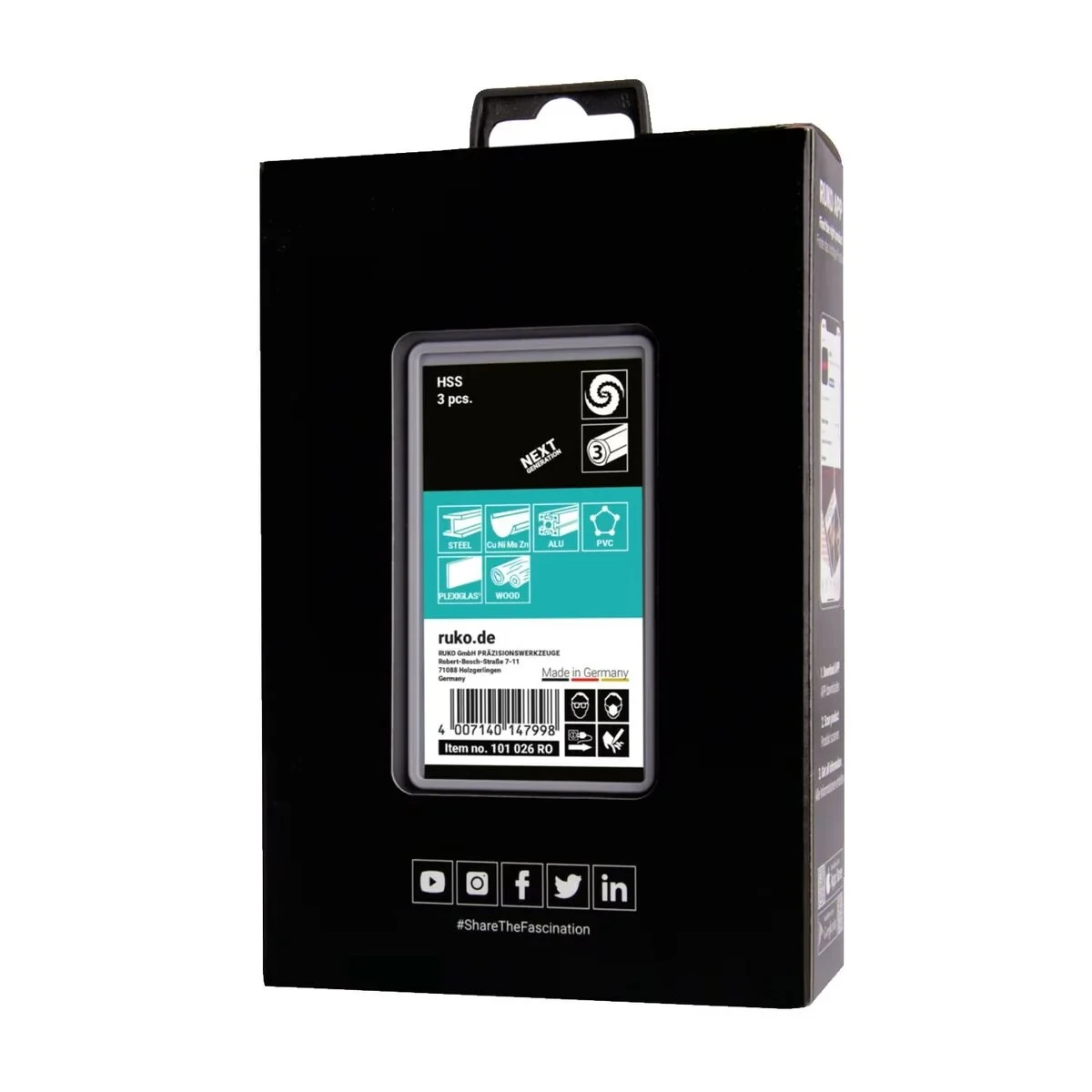 Set de brocas RUKO 101026RO Acero de alta velocidad (HSS) Estuche 3 Piezas