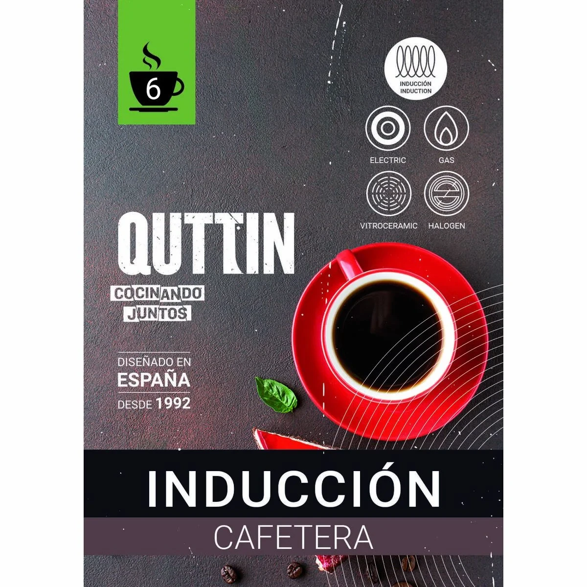 Cafetera Italiana Quttin Rojo Aluminio 0,3 L (6 Unidades)