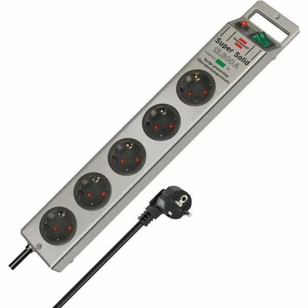Regleta Enchufes 5 Tomas con Interruptor Brennenstuhl Super-Solid 3600 W (2,5 m)