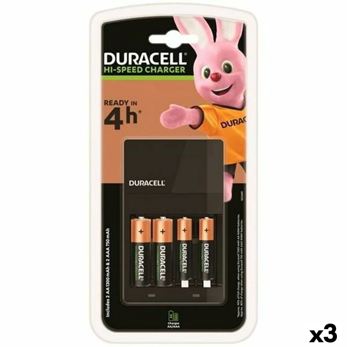 Cargador + Pilas Recargables DURACELL (3 Unidades)