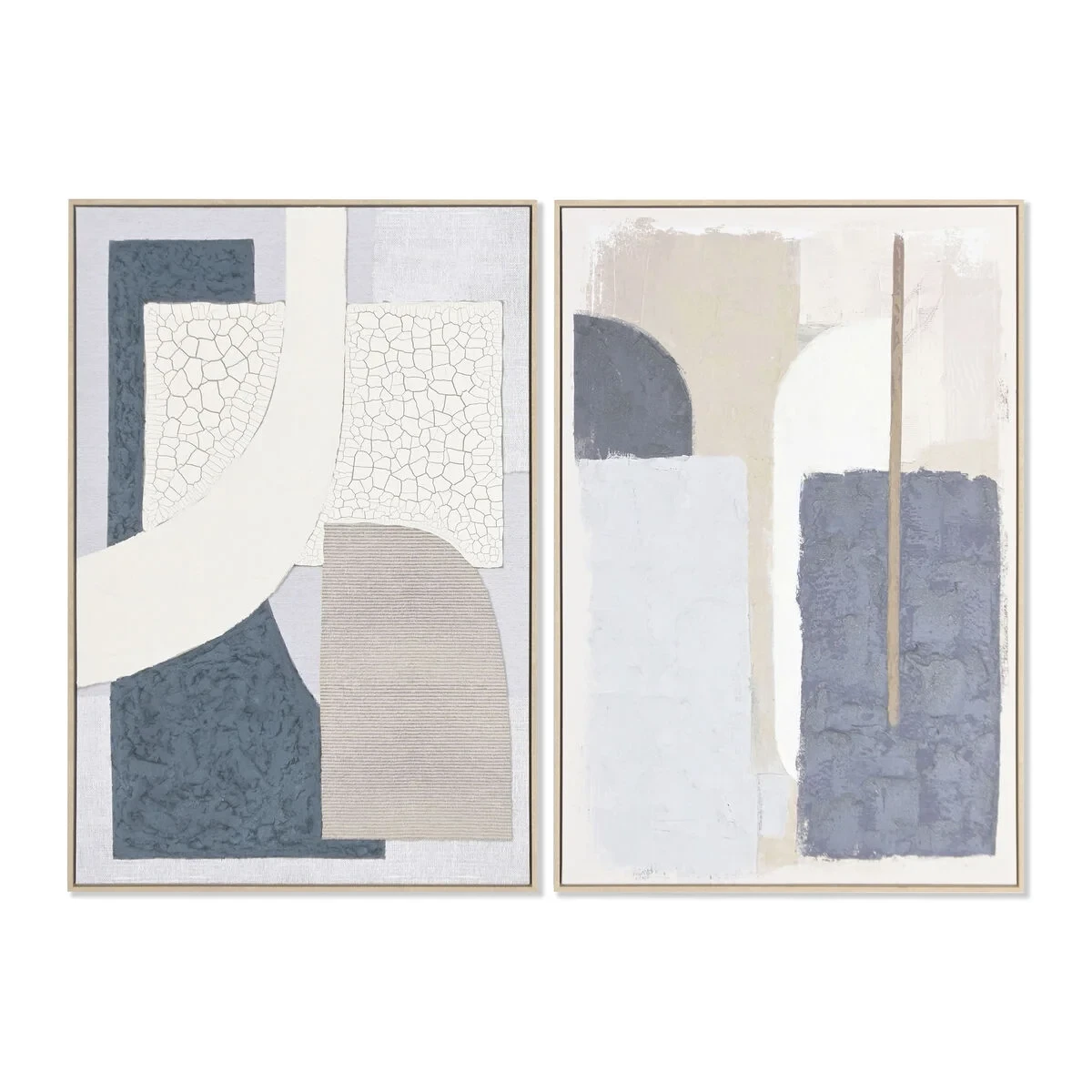 Cuadro Home ESPRIT Azul Gris Abstracto Urbano (2 Unidades)