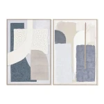 Cuadro Home ESPRIT Azul Gris Abstracto Urbano (2 Unidades)