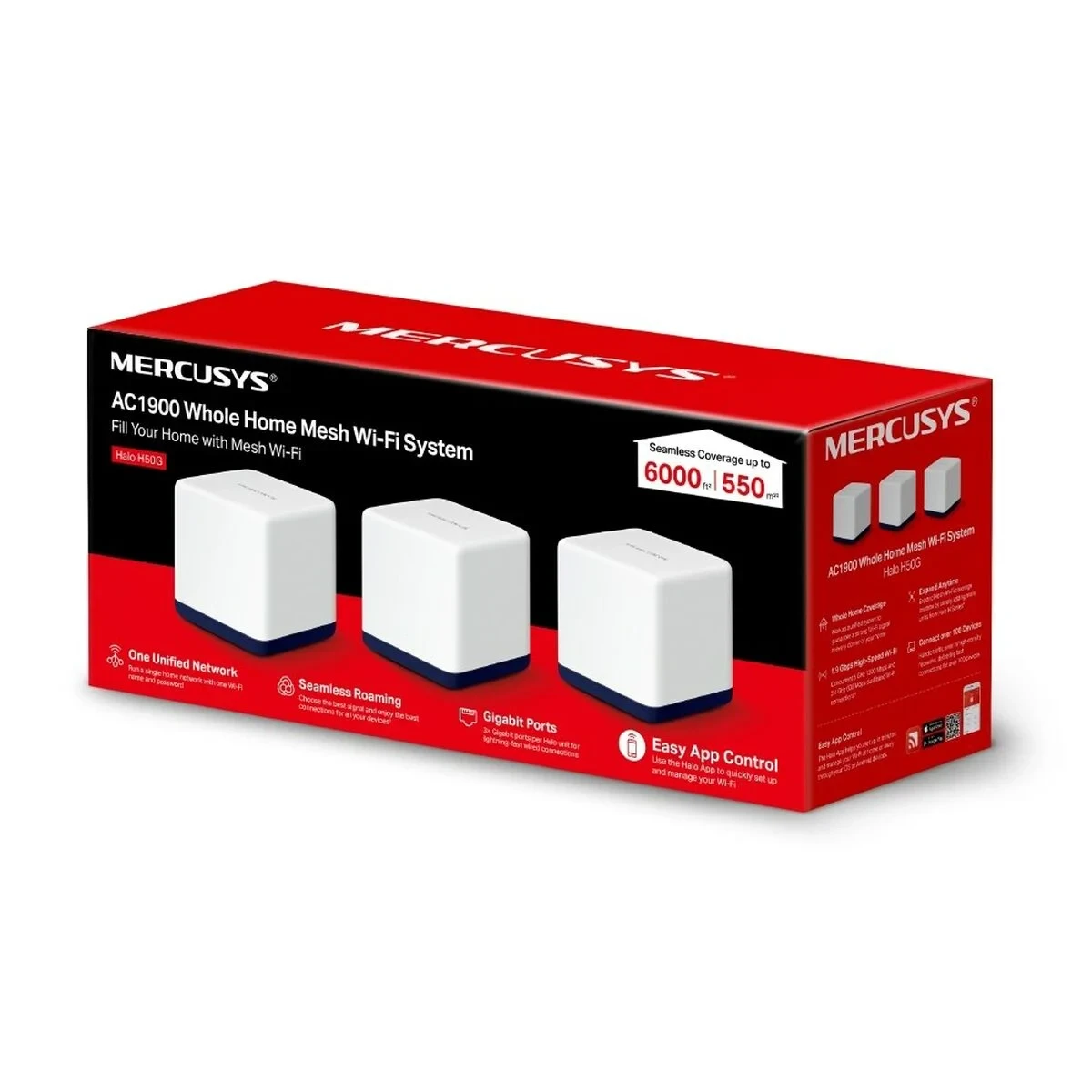 Punto de Acceso Mercusys Halo H50G Blanco 1300 Mbps Mesh (3 Unidades)