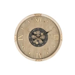 Reloj de Pared Home ESPRIT Dorado Natural Cristal Abeto Cottage 63,5 X 8 X 63,5 CM