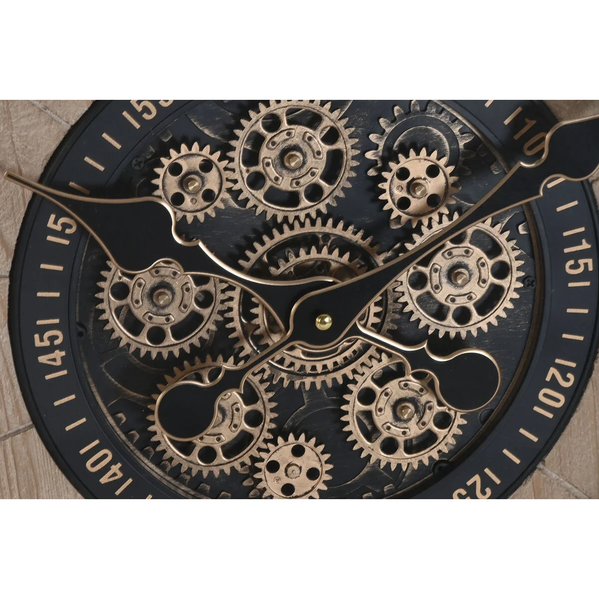 Reloj de Pared Home ESPRIT Dorado Natural Cristal Abeto Cottage 63,5 X 8 X 63,5 CM