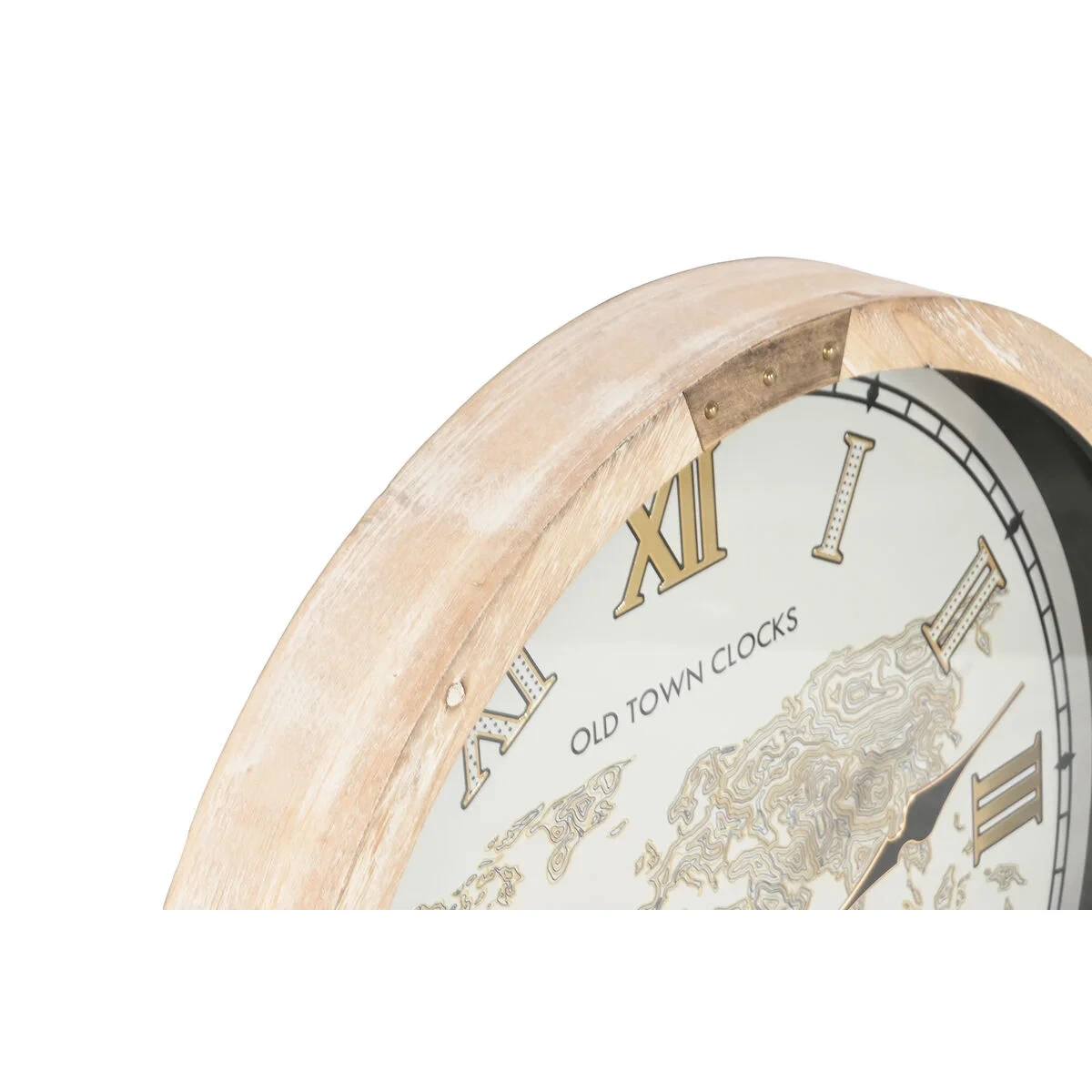 Reloj de Pared Home ESPRIT Blanco Natural Cristal Abeto Vintage 63,5 X 8 X 63,5 CM