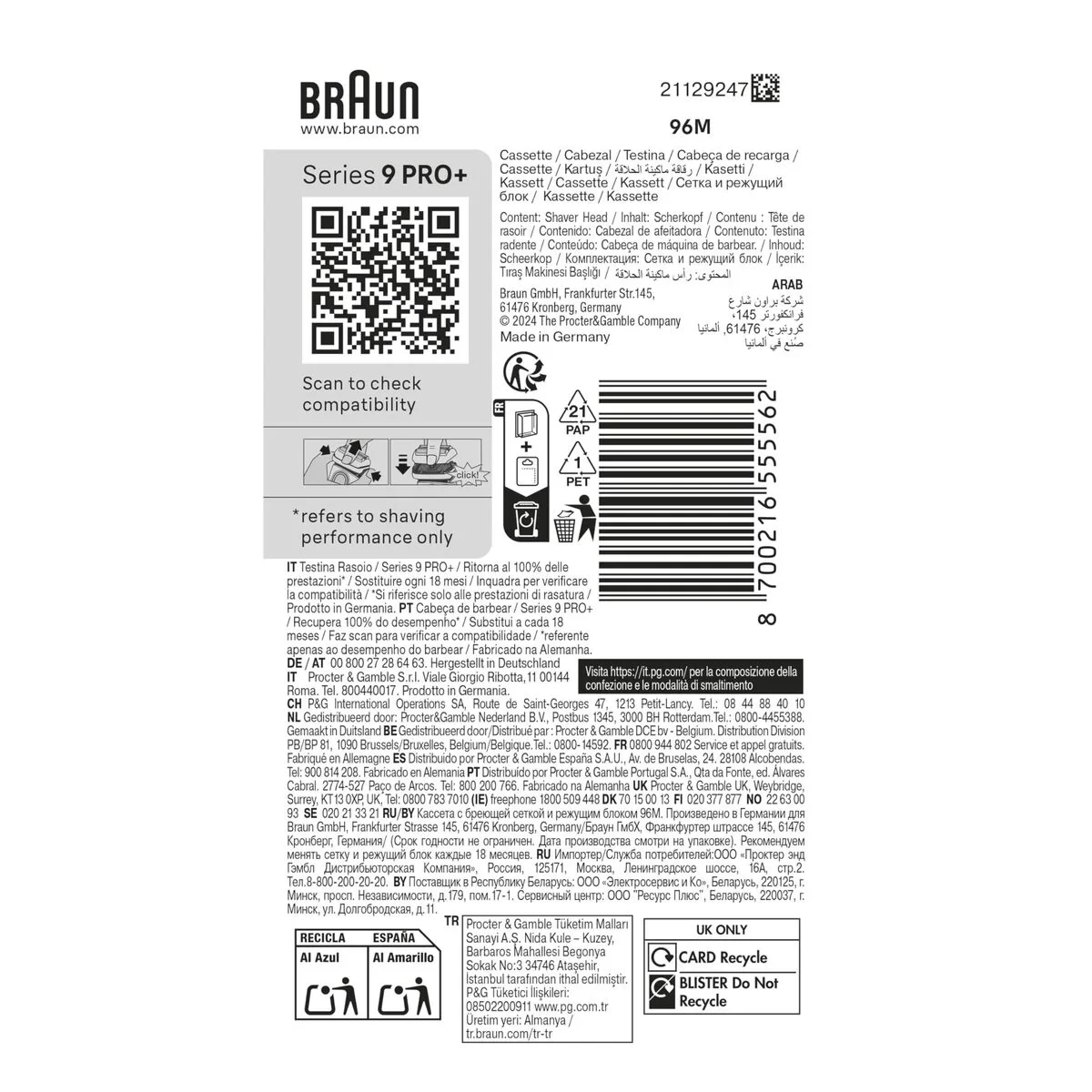 Cabezal de Recambio Braun 96M