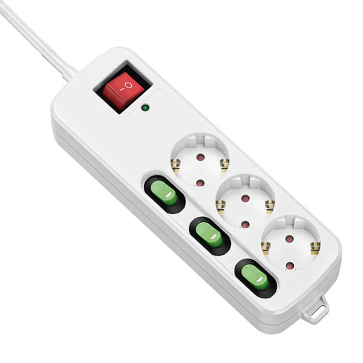 Regleta Enchufes 3 Tomas con Interruptor TM Electron 3680 W Blanco (1,5 m)