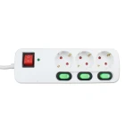 Regleta Enchufes 3 Tomas con Interruptor TM Electron 3680 W Blanco (1,5 m)