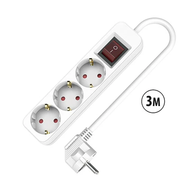 Regleta Enchufes 3 Tomas con Interruptor TM Electron 3680 W Blanco (3 m)