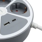 Regleta Enchufes 4 Tomas con interruptor TM Electron 3680 W Blanco Gris 30 W (1,5 m)