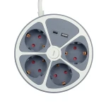 Regleta Enchufes 4 Tomas con interruptor TM Electron 3680 W Blanco Gris 30 W (1,5 m)