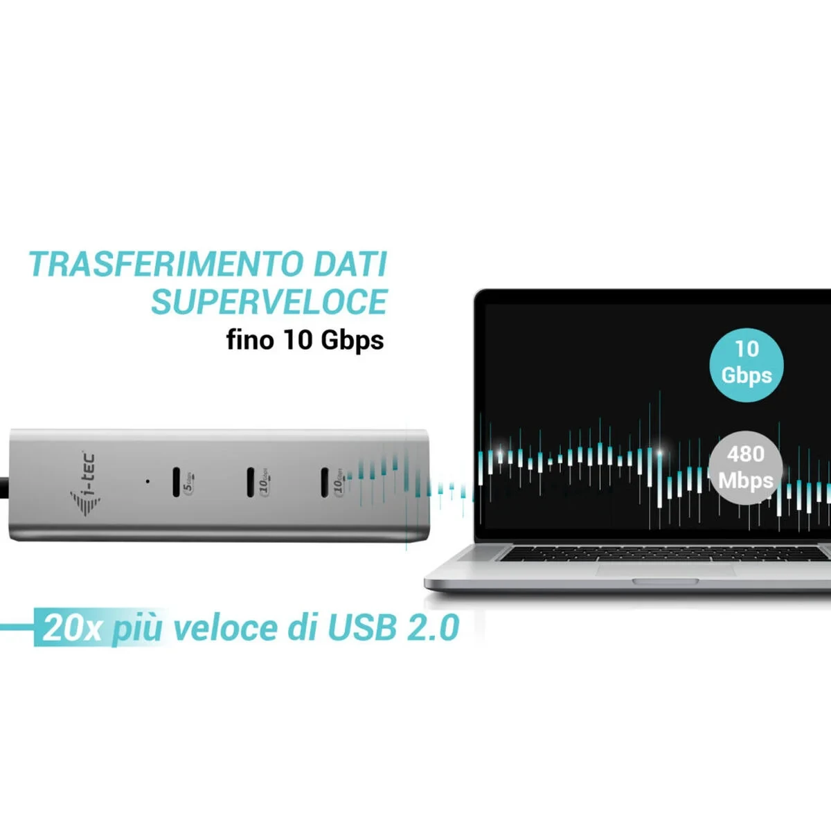 Hub USB i-Tec C31HUBMETAL8KPDPRO Plateado