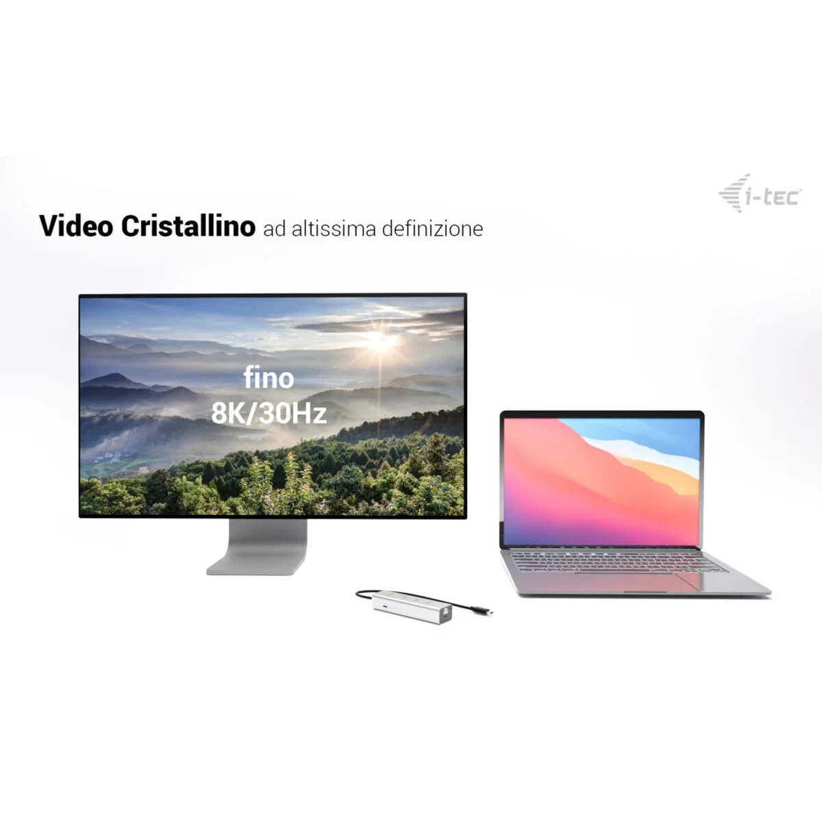 Hub USB i-Tec C31HUBMETAL8KPDPRO Plateado