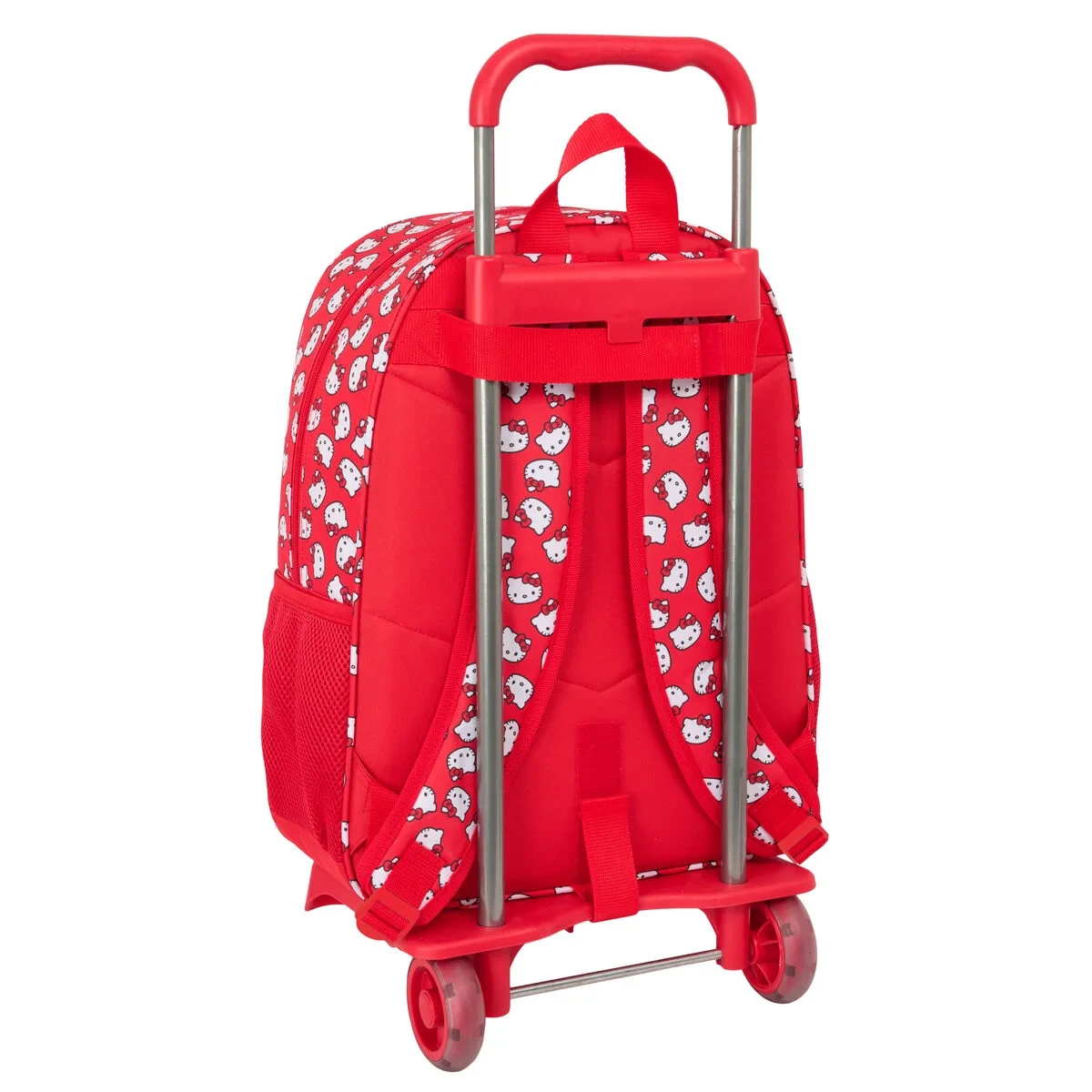 Mochila Escolar con Ruedas Hello Kitty Iconic Blanco Rojo 33 x 42 x 14 cm