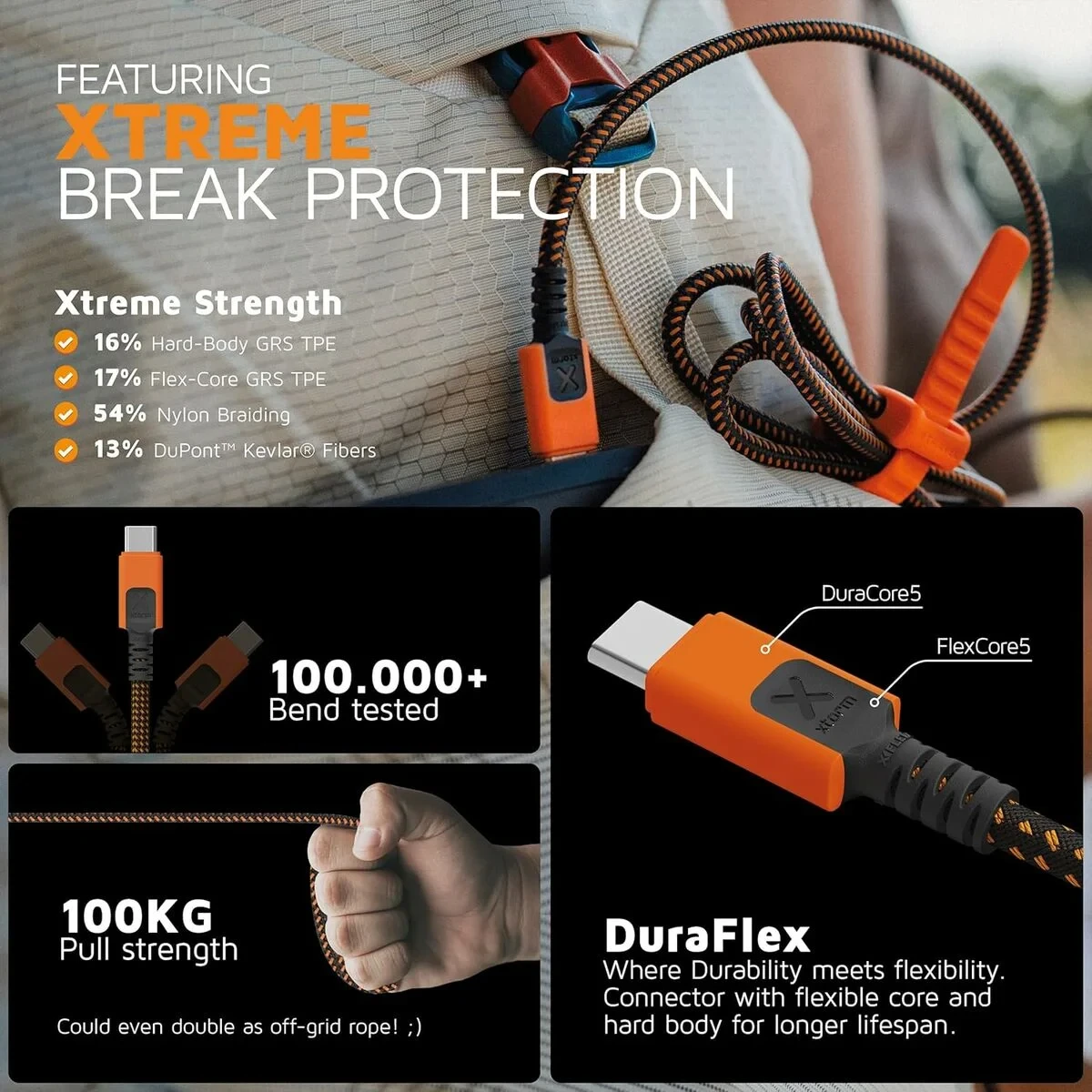 Cable USB Xtorm CXX2003 Naranja