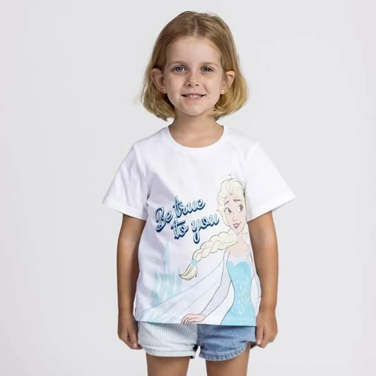 Camiseta de Manga Corta Infantil Frozen Blanco