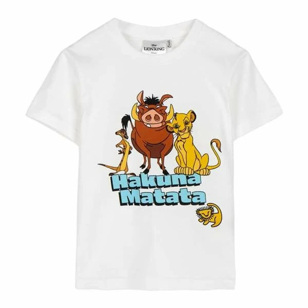 Camiseta de Manga Corta Infantil The Lion King Blanco