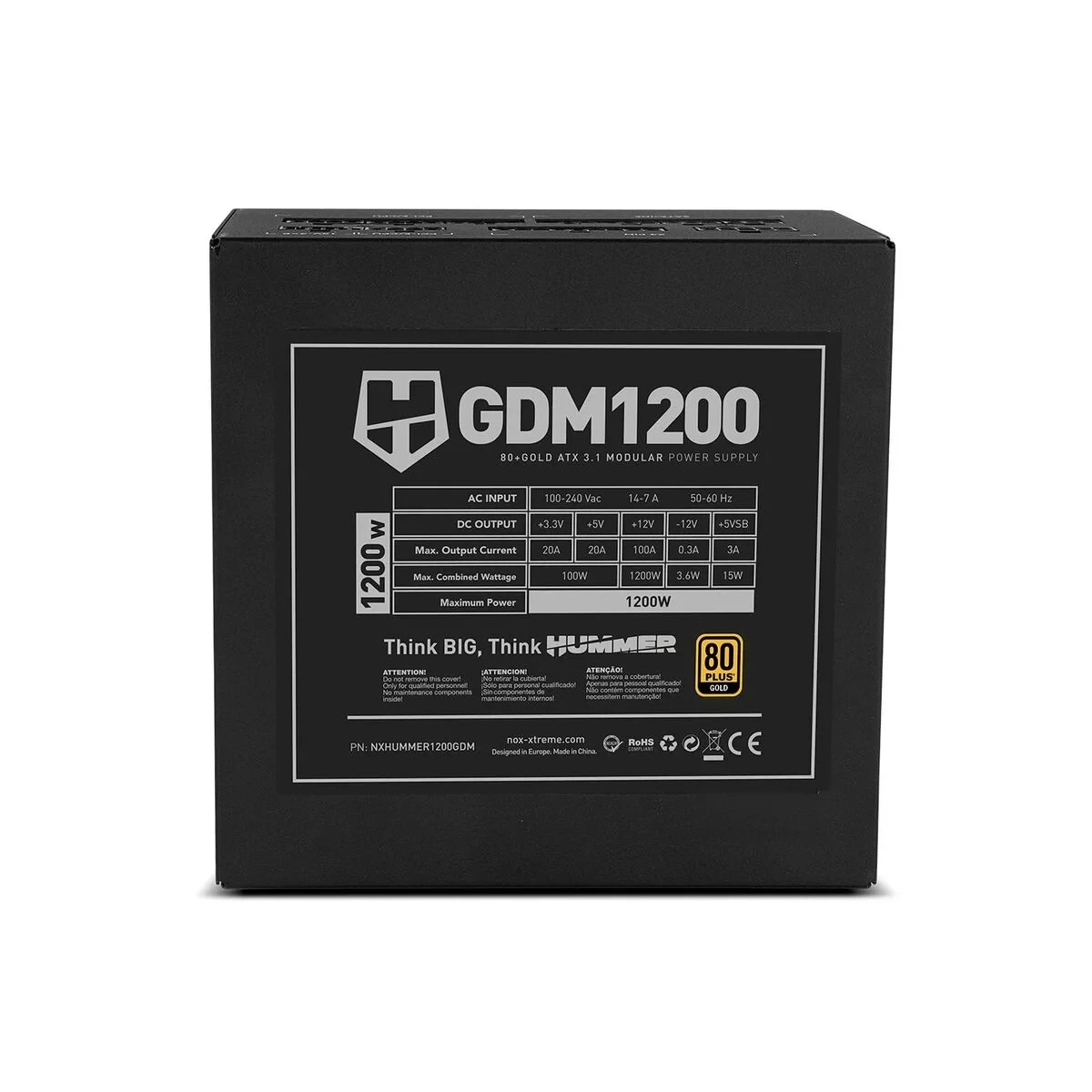 Fuente de Alimentación Nox-Xtreme NXHUMMER1200GDM ATX 80 Plus Gold 1200 W