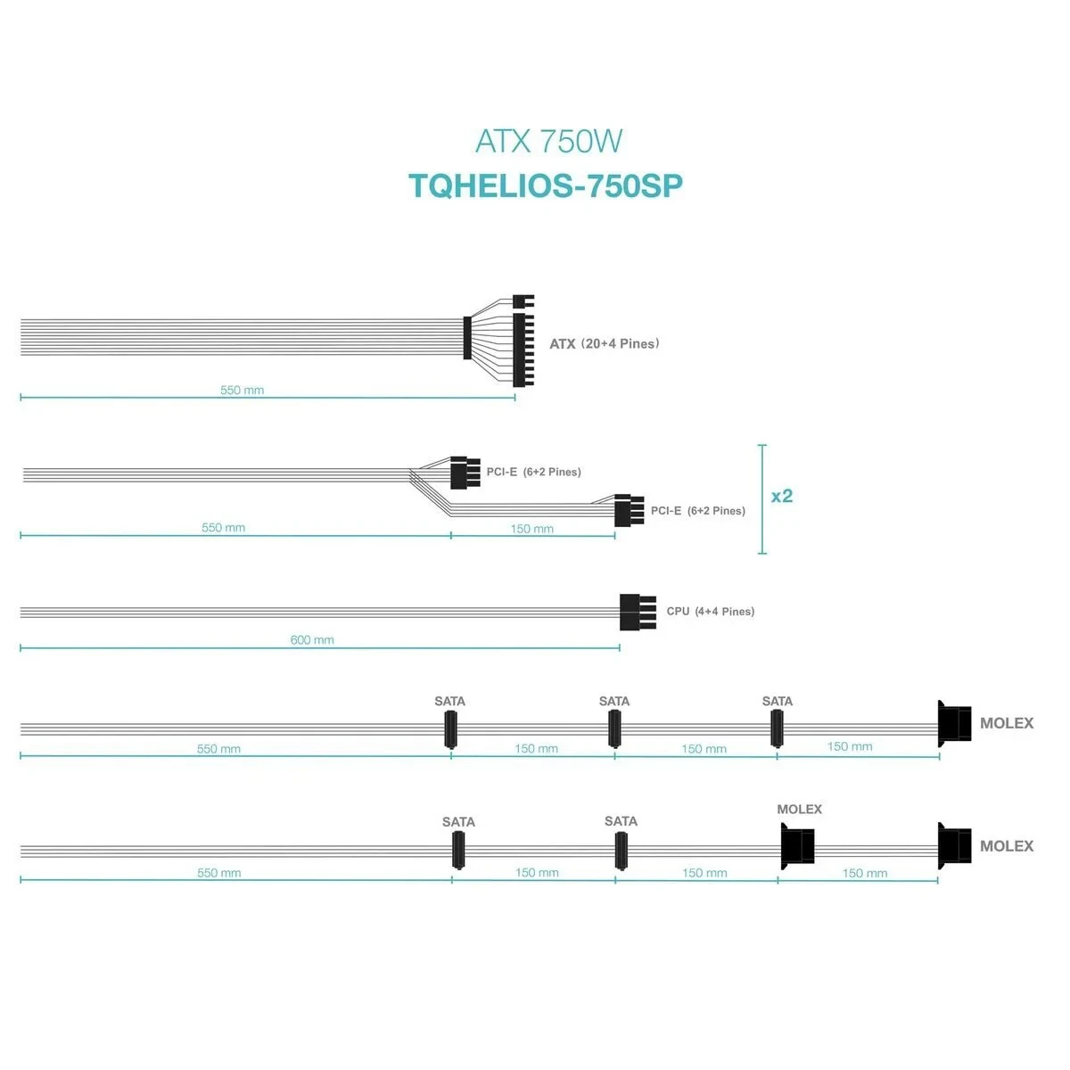 Monitor TooQ TQHELIOS-750SP ATX 750 W 80 Plus Bronze