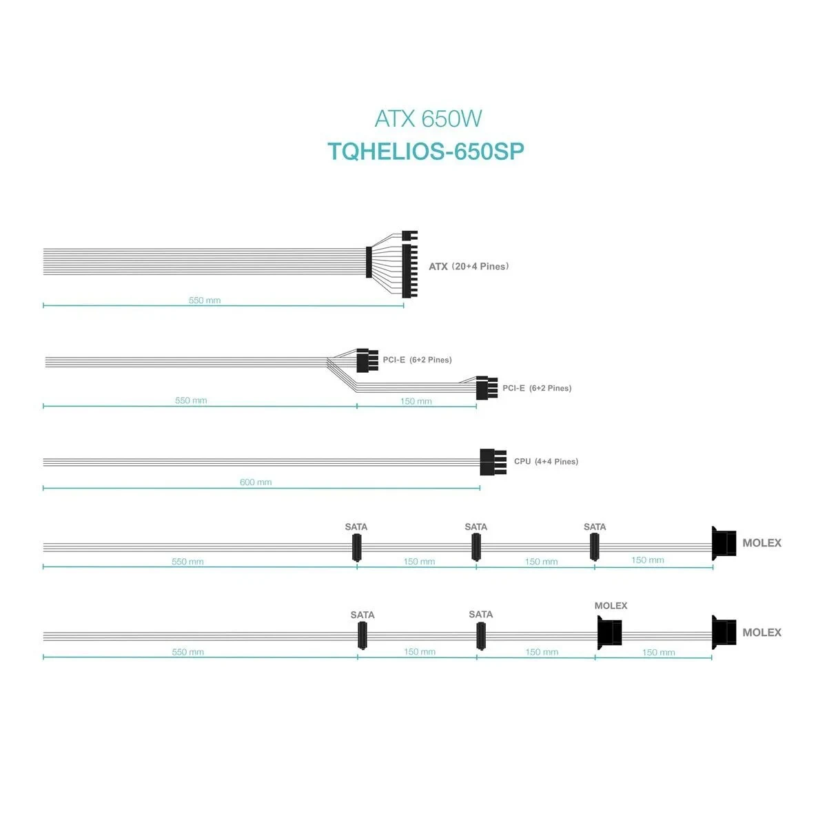 Monitor TooQ TQHELIOS-650SP ATX 650 W 80 Plus Bronze