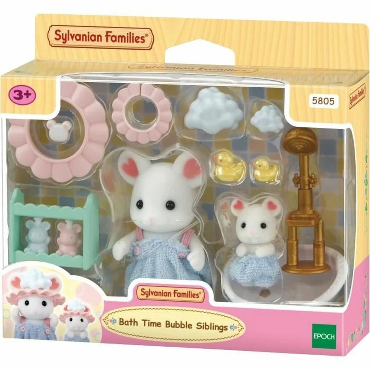 Figura Articulada Sylvanian Families Baño de malvaviscos de los hermanos ratones Animales