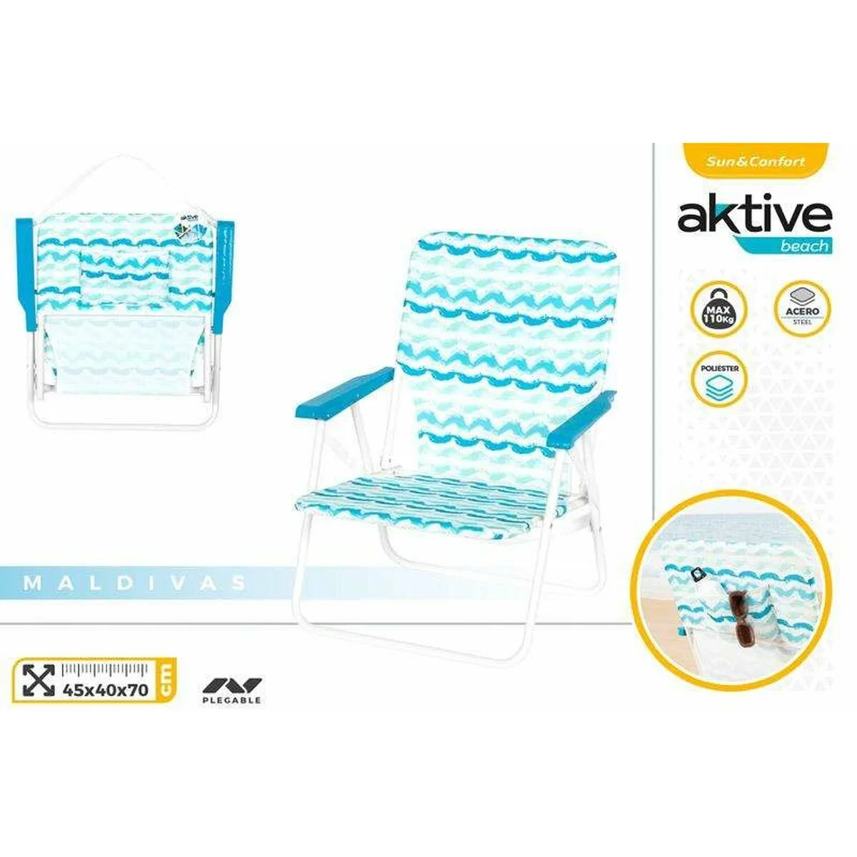 Silla Plegable Aktive 45 x 40 x 70 cm